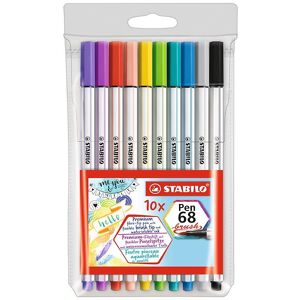 Stabilo Tuscher - Pen 68 Brush - 10 Stk. - Multifarvet - Stabilo - Onesize - Tusch