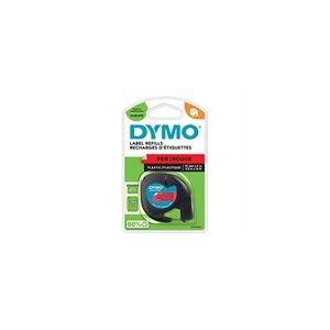 Dymo 91203 (S0721630) cinta plástica negro sobre rojo 12mm
