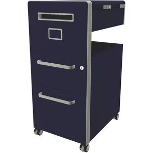 BISLEY Mueble auxiliar Bite™, con 1 tablón para chinchetas, apertura a la izquierda, con 1 cajón universal y 1 cajón para archivadores colgantes, azul oxford