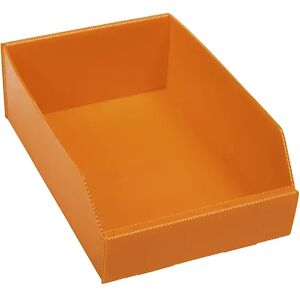 kaiserkraft Caja de plástico para estanterías, plegable, LxAxH 300x200x100 mm, naranja, UE 25 unidades