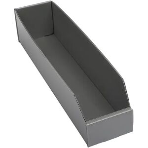 kaiserkraft Caja de plástico para estanterías, plegable, LxAxH 450x100x100 mm, gris plata, UE 25 unidades