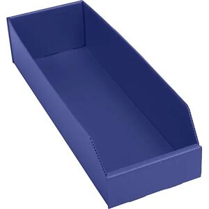 kaiserkraft Caja de plástico para estanterías, plegable, L x A x H 450 x 150 x 100 mm, azul, UE 25 unidades