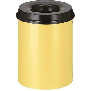 kaiserkraft Papelera de seguridad, acero, autoextinguible, capacidad 15 l, H x Ø 360 x 255 mm, cuerpo en amarillo / tapa extintora en negro