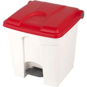 kaiserkraft Colector de residuos con pedal, capacidad 30 l, A x H x P 410 x 435 x 400 mm, blanco, tapa roja