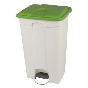 kaiserkraft Colector de residuos con pedal, capacidad 90 l, A x H x P 505 x 790 x 410 mm, blanco, tapa verde