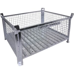 Heson Recipiente apilable con fondo de chapa de acero, LxA 1200 x 1000 mm, galvanizado