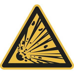 kaiserkraft Señal de advertencia de peligro, advertencia de sustancias con peligro de explosión, UE 10 unid., aluminio, longitud de brazos de 100 mm
