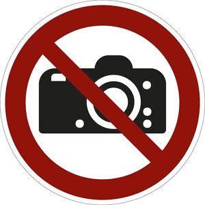 kaiserkraft Señal de prohibición, prohibido hacer fotos, UE 10 unid., lámina, Ø 100 mm
