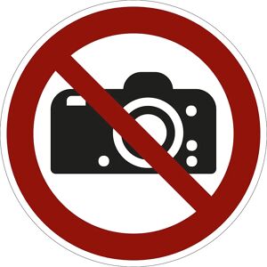 kaiserkraft Señal de prohibición, prohibido hacer fotos, UE 10 unid., plástico, Ø 200 mm