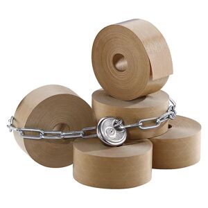 kaiserkraft Cinta adhesiva en húmedo, Security Tape con trenzado de rejilla de hilo, UE 6 rollos, marrón, anchura de cinta 70 mm