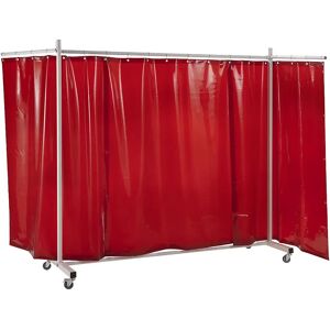 kaiserkraft Tabique de protección para soldadores, móvil, con cortina de lona, rojo, A x H 3700 x 2100 mm, de 3 piezas