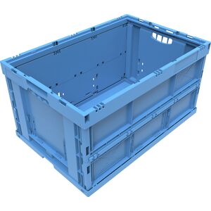 kaiserkraft Caja plegable de polipropileno, capacidad 65 l, modelo cerrado, azul, sin tapa, apilable