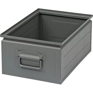 kaiserkraft Caja apilable de chapa de acero, capacidad aprox. 25 l, gris basalto RAL 7012