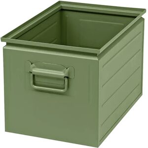 kaiserkraft Caja apilable de chapa de acero, capacidad aprox. 35 l, verde reseda RAL 6011