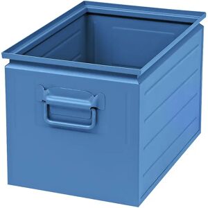 kaiserkraft Caja apilable de chapa de acero, capacidad aprox. 35 l, azul luminoso RAL 5012