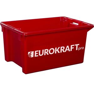 eurokraft pro Recipiente apilable por giro de polipropileno apto para alimentos, capacidad 70 l, UE 2 unid., paredes y fondo cerrados, rojo