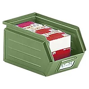 kaiserkraft Caja visualizable de chapa de acero, L x A x H 240 x 148 x 130 mm, verde reseda