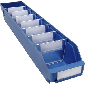 STEMO Caja para estanterías de polipropileno a prueba de golpes, azul, L x A x H 600 x 118 x 95 mm, UE 30 unidades