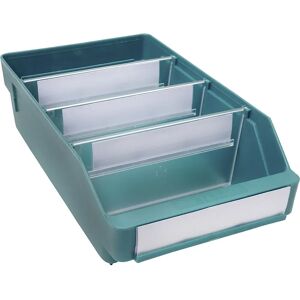 STEMO Caja para estanterías de polipropileno a prueba de golpes, verde, L x A x H 300 x 180 x 95 mm, UE 20 unidades