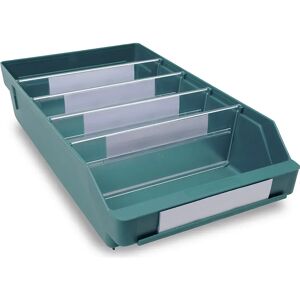 STEMO Caja para estanterías de polipropileno a prueba de golpes, verde, L x A x H 400 x 240 x 95 mm, UE 15 unidades