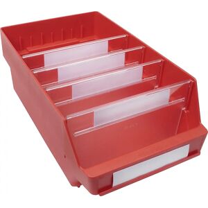 STEMO Caja para estanterías de polipropileno a prueba de golpes, rojo, L x A x H 400 x 240 x 150 mm, UE 10 unidades