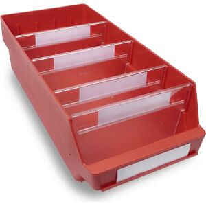 STEMO Caja para estanterías de polipropileno a prueba de golpes, rojo, L x A x H 500 x 240 x 150 mm, UE 10 unidades