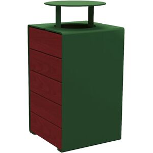 PROCITY Papelera KUBE con tapa, capacidad 120 l, verde / caoba