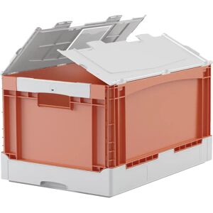 BITO Caja plegable EQ, con ranuras a modo de asas, base lisa y tapa, L x A x H 600 x 400 x 332 mm, naranja