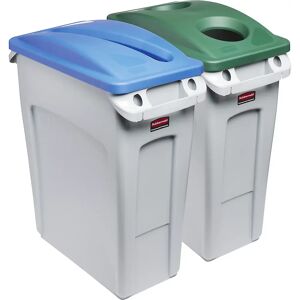 Rubbermaid Puesto de clasificación de materiales SLIM JIM®, juego de 2, 2 x 60 l, boca para papel/botellas, gris