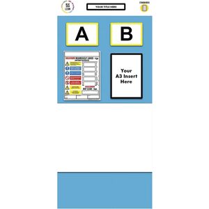 kaiserkraft Cartel informativo para etiquetado doble de estanterías, pizarra blanca, H x A 2000 x 900 mm, azul