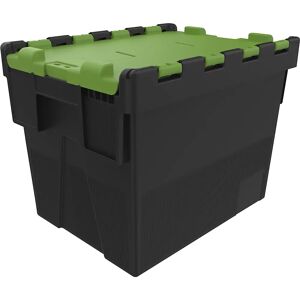 kaiserkraft Recipiente apilable reutilizable, L x A x H 400 x 300 x 306 mm, negro/verde