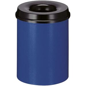 kaiserkraft Papelera de seguridad, acero, autoextinguible, capacidad 15 l, H x Ø 360 x 255 mm, cuerpo en azul / tapa extintora en negro