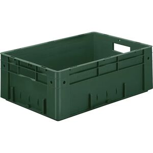 kaiserkraft Euro-recipiente para cargas pesadas, polipropileno, capacidad 38 l, L x A x H 600 x 400 x 210 mm, paredes cerradas, fondo cerrado, verde, UE 2 unidades