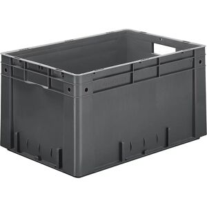 kaiserkraft Euro-recipiente para cargas pesadas, polipropileno, capacidad 60 l, L x A x H 600 x 400 x 320 mm, paredes cerradas, fondo cerrado, gris, UE 2 unidades