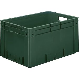 kaiserkraft Euro-recipiente para cargas pesadas, polipropileno, capacidad 60 l, L x A x H 600 x 400 x 320 mm, paredes cerradas, fondo cerrado, verde, UE 2 unidades