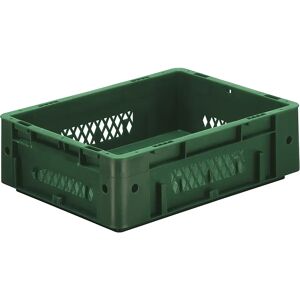 kaiserkraft Euro-recipiente para cargas pesadas, polipropileno, capacidad 9,2 l, L x A x H 400 x 300 x 120 mm, paredes perforadas, fondo cerrado, verde, UE 4 unidades