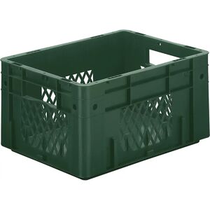 kaiserkraft Euro-recipiente para cargas pesadas, polipropileno, capacidad 17,5 l, L x A x H 400 x 300 x 210 mm, paredes perforadas, fondo cerrado, verde, UE 4 unidades