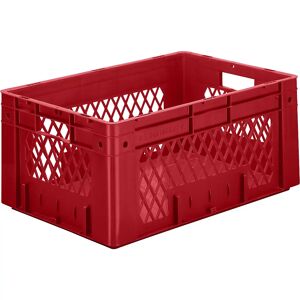 kaiserkraft Euro-recipiente para cargas pesadas, polipropileno, capacidad 50 l, L x A x H 600 x 400 x 270 mm, paredes perforadas, fondo cerrado, rojo, UE 2 unidades