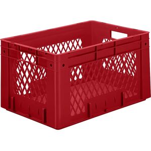 kaiserkraft Euro-recipiente para cargas pesadas, polipropileno, capacidad 60 l, L x A x H 600 x 400 x 320 mm, paredes perforadas, fondo cerrado, rojo, UE 2 unidades