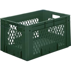 kaiserkraft Euro-recipiente para cargas pesadas, polipropileno, capacidad 60 l, L x A x H 600 x 400 x 320 mm, paredes perforadas, fondo cerrado, verde, UE 2 unidades