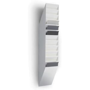 DURABLE Dispensador mural de folletos, formato vertical, 12 x DIN A4, UE 2 unid., blanco