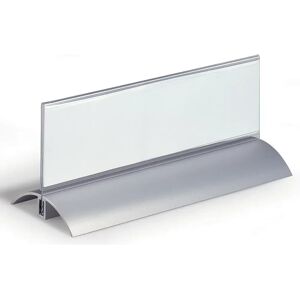 DURABLE Portanombres de sobremesa acrílico con pie de aluminio, H x A 61 x 210 mm, UE 12 unid.