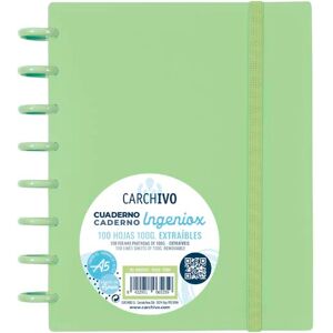 Carchivo Cuaderno Ingeniox A5 100H Cuadríc Verde Pastel