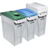 Rubbermaid Puesto de clasificación de materiales SLIM JIM®, juego de 3, capacidad 3 x 60 l, inserción de latas/inserción de papel/tapa oscilante