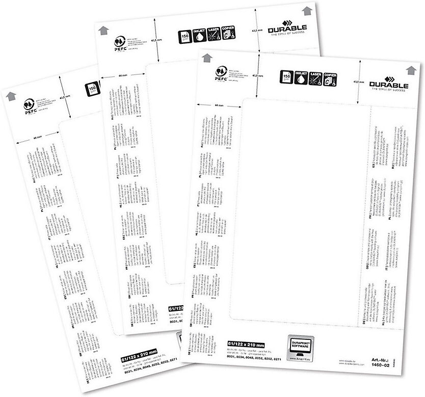 DURABLE Tarjetas de repuesto para rótulos de sobremesa, para H x A 61 / 122 x 210 mm, UE 100 unid.