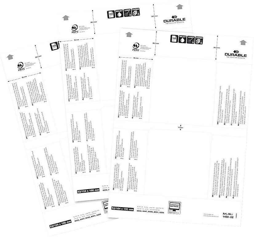 DURABLE Tarjetas de repuesto para rótulos de sobremesa, para H x A 52 / 104 x 100 mm, UE 200 unid.