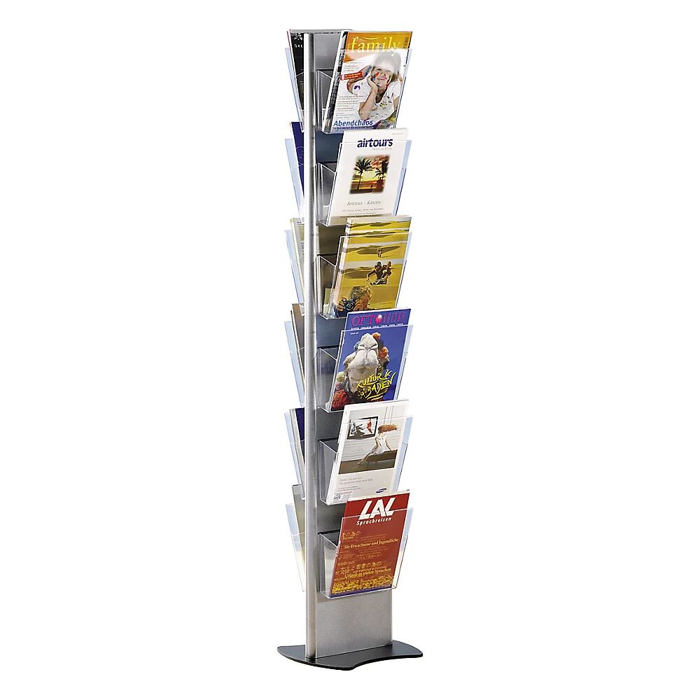 kaiserkraft Expositor de folletos para DIN A4, soporte para folletos, para enganchar, por 2 lados, 12 compartimentos para folletos