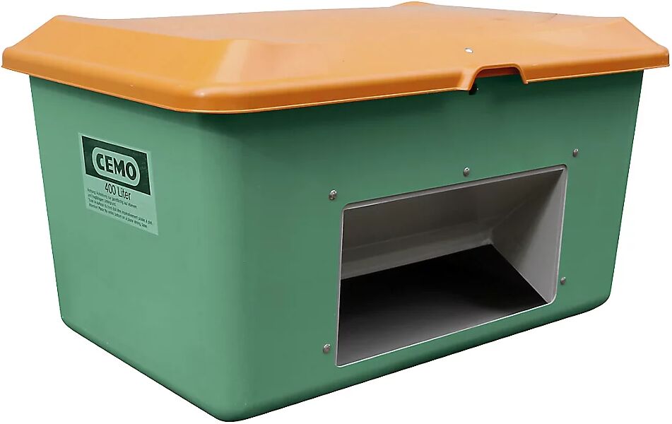 CEMO Recipiente para graneles de PFV, capacidad 400 l, con abertura de extracción, recipiente verde