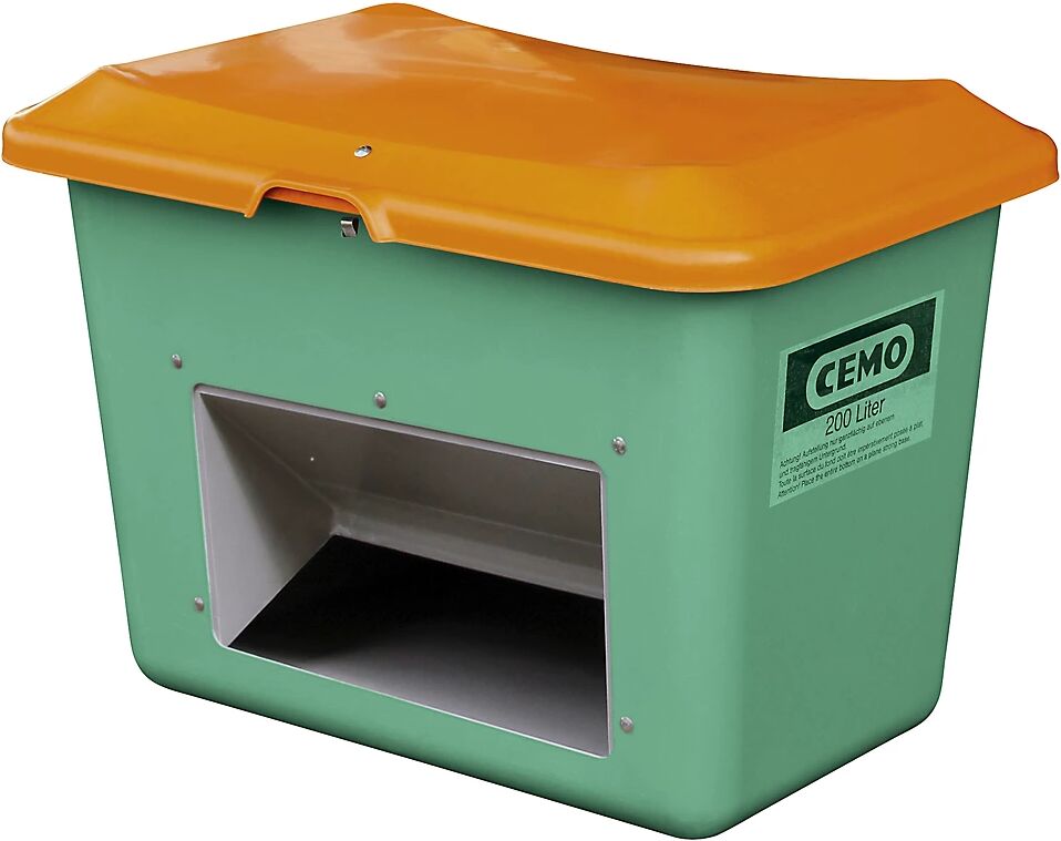 CEMO Recipiente para graneles de PFV, capacidad 200 l, con abertura de extracción, recipiente verde