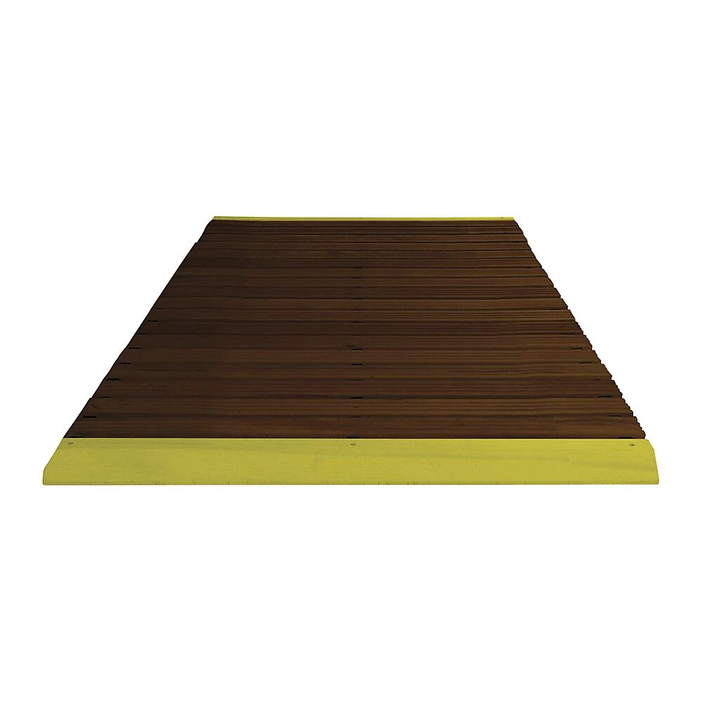 kaiserkraft Pasarela de madera con barnizado oscuro, por metro lineal, con biselado, incl. bordes de acceso amarillos, anchura 1000 mm